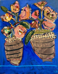 Flowers in a Striped Pot