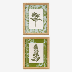 White Meadowsweet Linocut Green