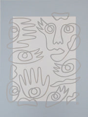 Fingers & Faces in Blue & Grey Mat