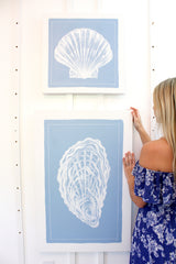 Scallop Shell on Blue