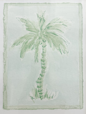 Toile Palm No. 16 (Green & Pale Aqua)